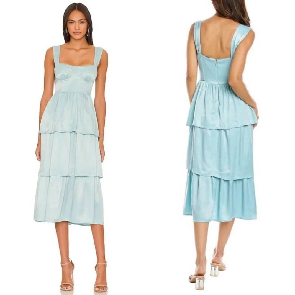 WeWoreWhat Corset Midi Dress in Baby Blue M NWT